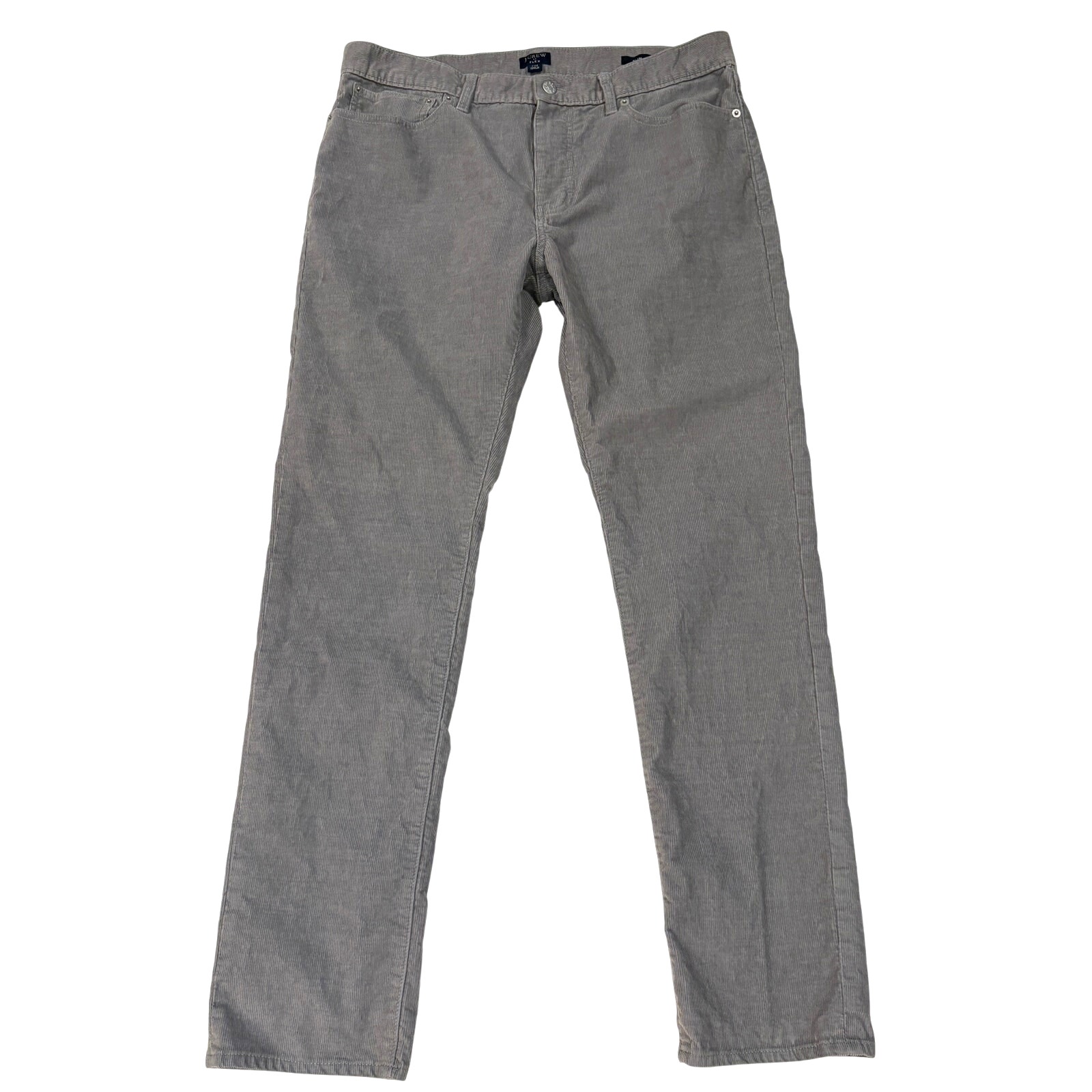 J Crew Corduroy Pants Mens Size 34x32 Gray Slim Fit Straight Leg Stretch Casual
